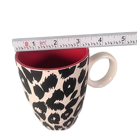 Mary Kay Coffee Mug Teacup Black and White Spotted Animal Print Red Inside. - Picture 6 of 8